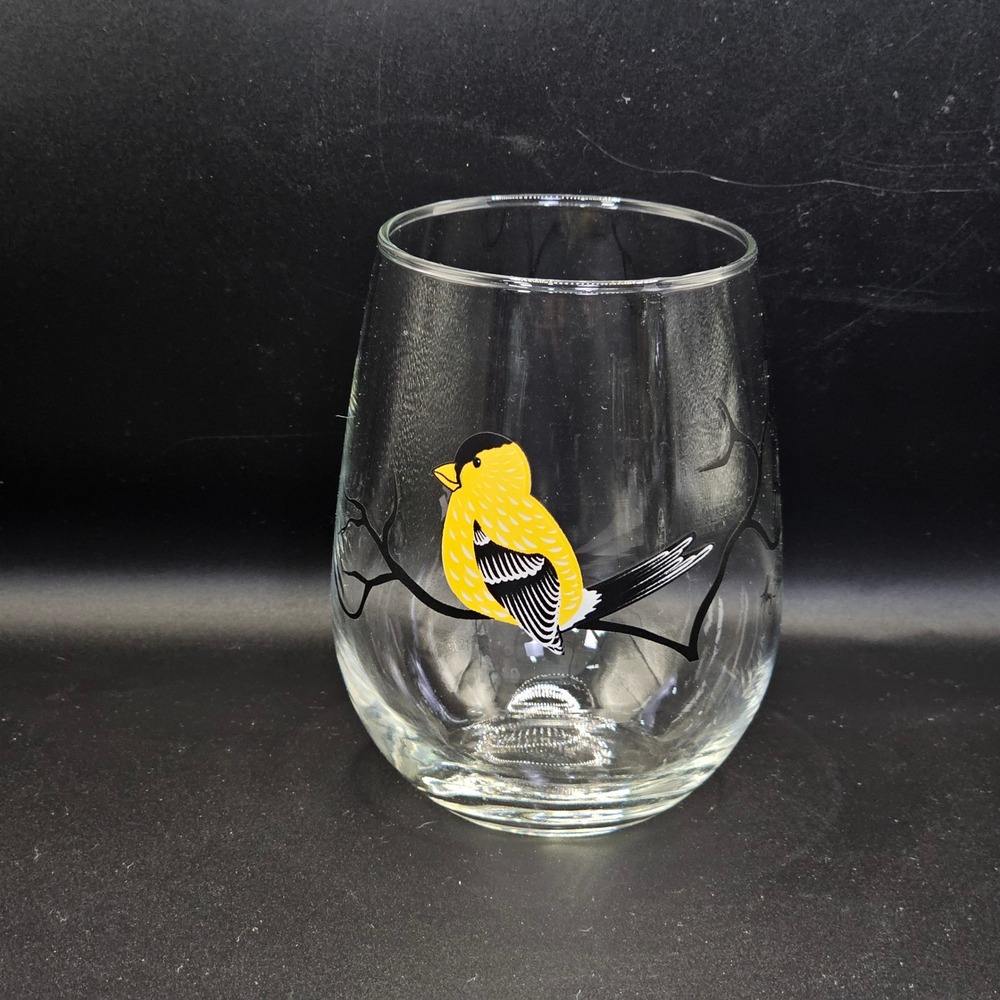 Mary Elizabeth Arts Birds Stemless Wine Glasses Tumblers Set of 4 Made USA 4.5" - Picture 2 of 9